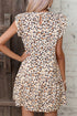 Flutter Sleeve Tiered Hem Animal Print Keyhole Back Mini Dress